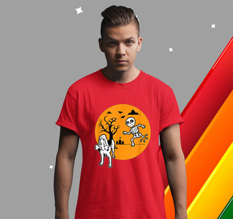 Funny Bloodhound Skeleton Bone Halloween Costume Dog Owners Funny Halloween Shirt