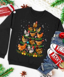 funny chickens christmas tree tee ornament decor gift ugly christmas sweatshirt 1 7KvIt