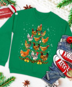 funny chickens christmas tree tee ornament decor gift ugly christmas sweatshirt 3 8Qmna