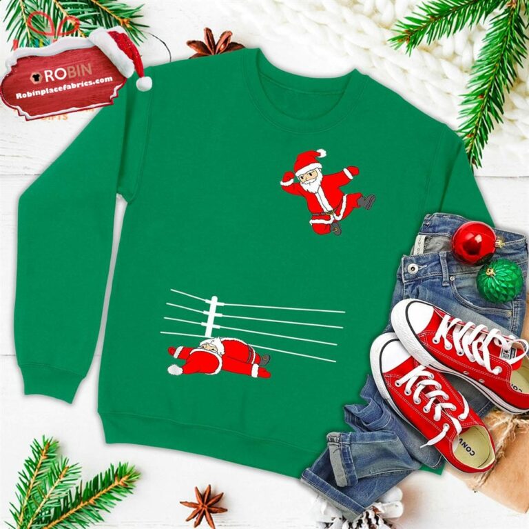 Funny Christmas Santa Wrestling Xmas Ugly Christmas Sweatshirt
