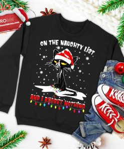 funny christmas shirts on the naughty list cat christmas ugly christmas sweatshirt 1 TnZhg