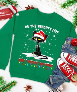 funny christmas shirts on the naughty list cat christmas ugly christmas sweatshirt 2 RXxhe