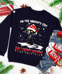 funny christmas shirts on the naughty list cat christmas ugly christmas sweatshirt 3 KNkyf