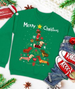 funny dachshund christmas tree shirt ornament decor gift ugly christmas sweatshirt 2 4o65o
