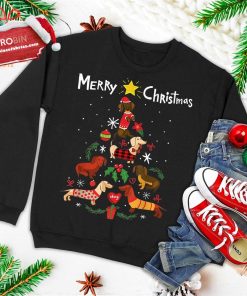 funny dachshund christmas tree shirt ornament decor gift ugly christmas sweatshirt 3 yfGyo