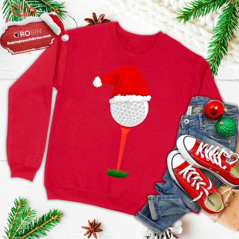 Funny Golfing Christmas Shirt Holiday Golf Ball Ugly Christmas Sweatshirt