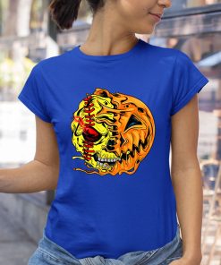 Funny Halloween  Softball Player Halloween Pumpkin Skeleton Skull Shirt