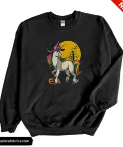funny halloween unicorn in a witch costume halloween sweatshirt u0bxel