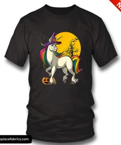 funny halloween unicorn in a witch costume halloween t shirt umcvd0