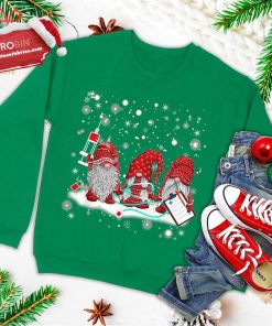 Funny Nurse Gnomes Santa Christmas Light Nursing Lover Gifts Ugly Christmas Sweatshirt