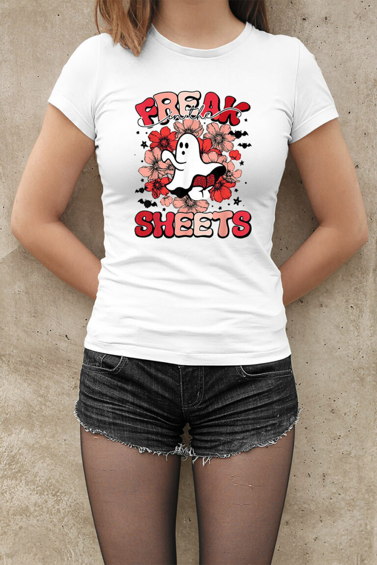 Funny Spooky Freak In The Sheets Halloween Floral Spooky Ghost Shirt