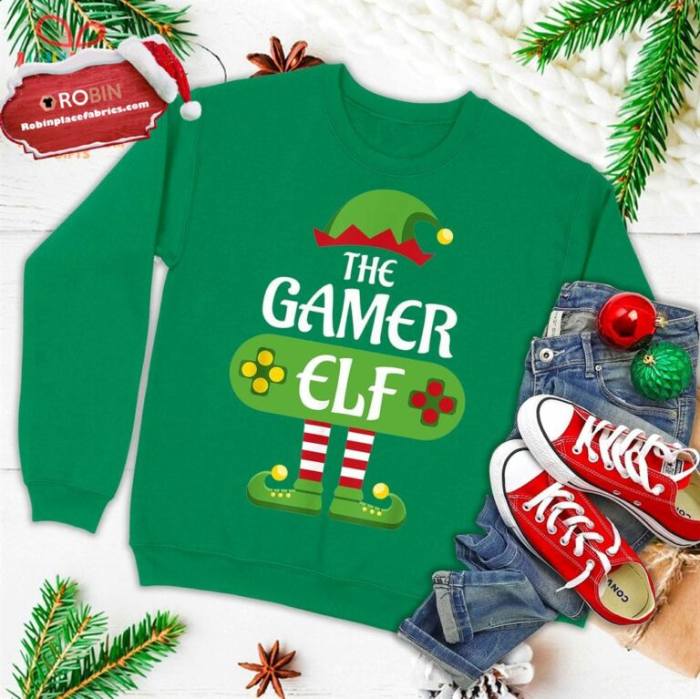 Gamer Elf Christmas Matching Group Family Ugly Christmas Sweatshirt