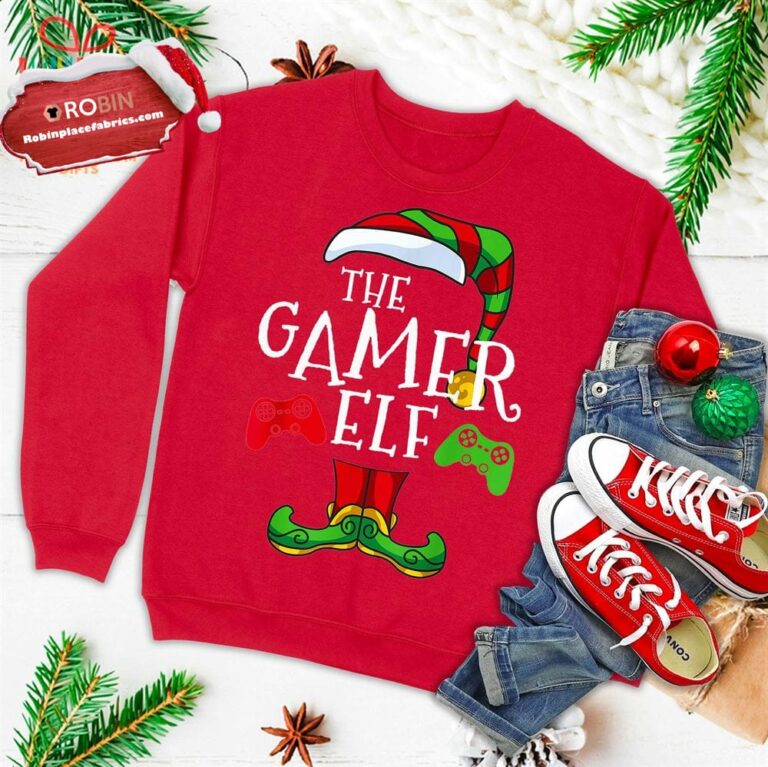 Gamer Elf Family Matching Christmas Funny Gaming Pajama Pj Ugly Christmas Sweatshirt