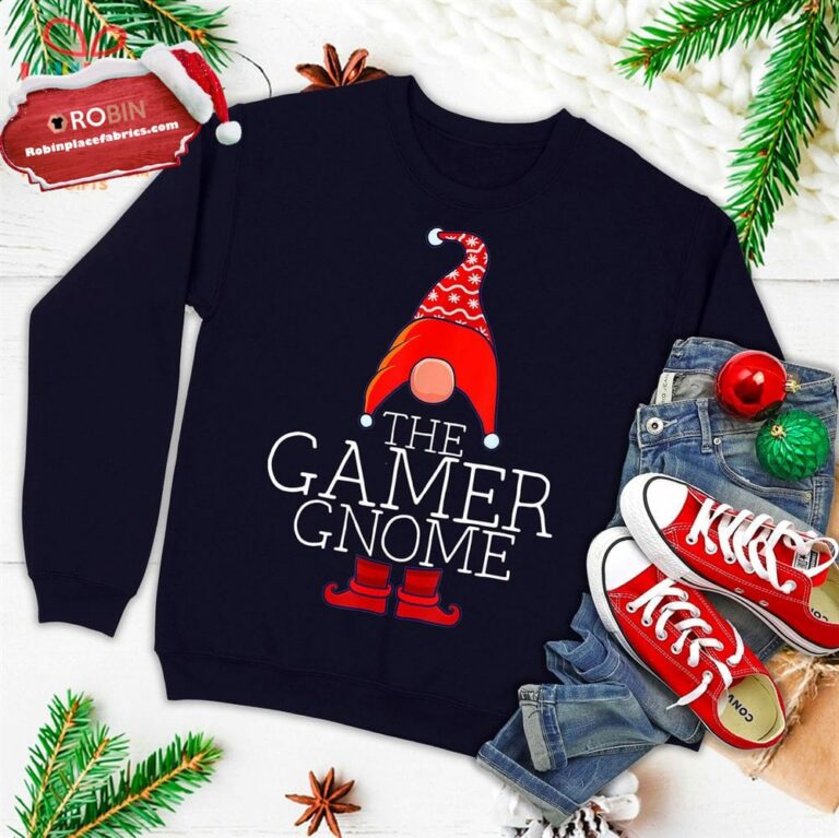 Gamer Gnome Family Matching Group Christmas Outfits Pictures Ugly Christmas Sweatshirt