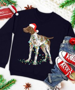 german shorthaired pointer tangled in christmas light ugly christmas sweatshirt 1 dIIHt