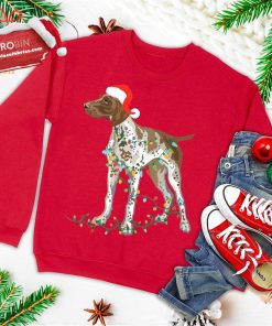 german shorthaired pointer tangled in christmas light ugly christmas sweatshirt 2 LVaTZ