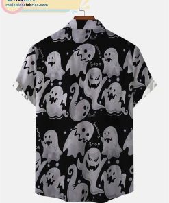 Ghost Animated Halloween Buttons Up Plus Size Short Sleeve Shirts