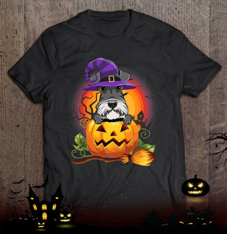 Giant Schnauzer Witch Pumpkin Halloween Dog Lover Costume Shirt
