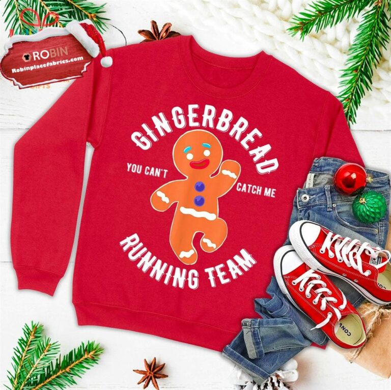 Gingerbread Running Team Funny Gingerbread Christmas Ugly Christmas Sweatshirt