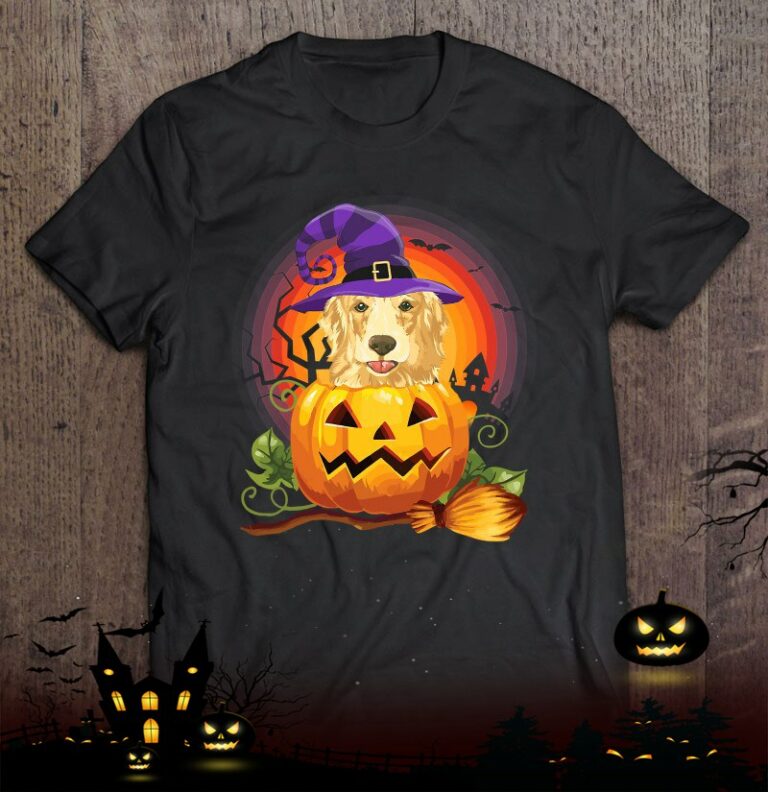 Golden Labrador Witch Pumpkin Halloween Dog Lover Costume Shirt