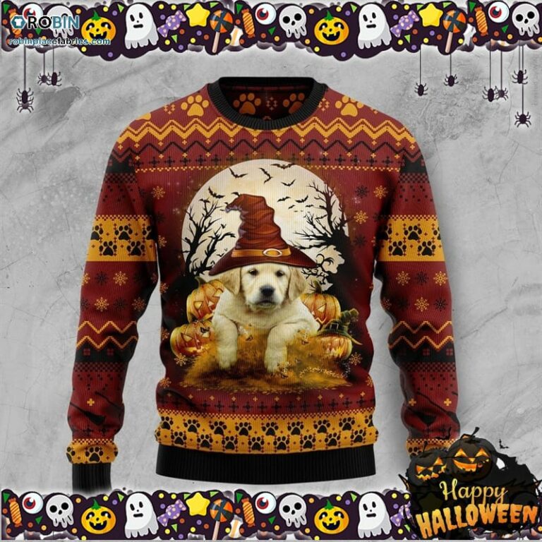 Golden Retriever Pumpkin Halloween Ugly Sweater