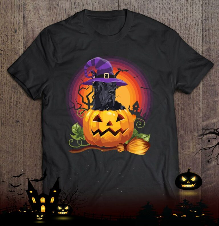 Great Dane Witch Pumpkin Halloween Dog Lover Costume Shirt