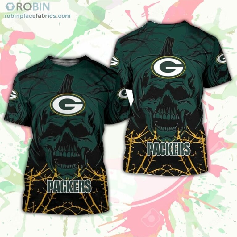 Green Bay Packers T-Shirt Halloween Pumpkin Skull – AOP Tshirt