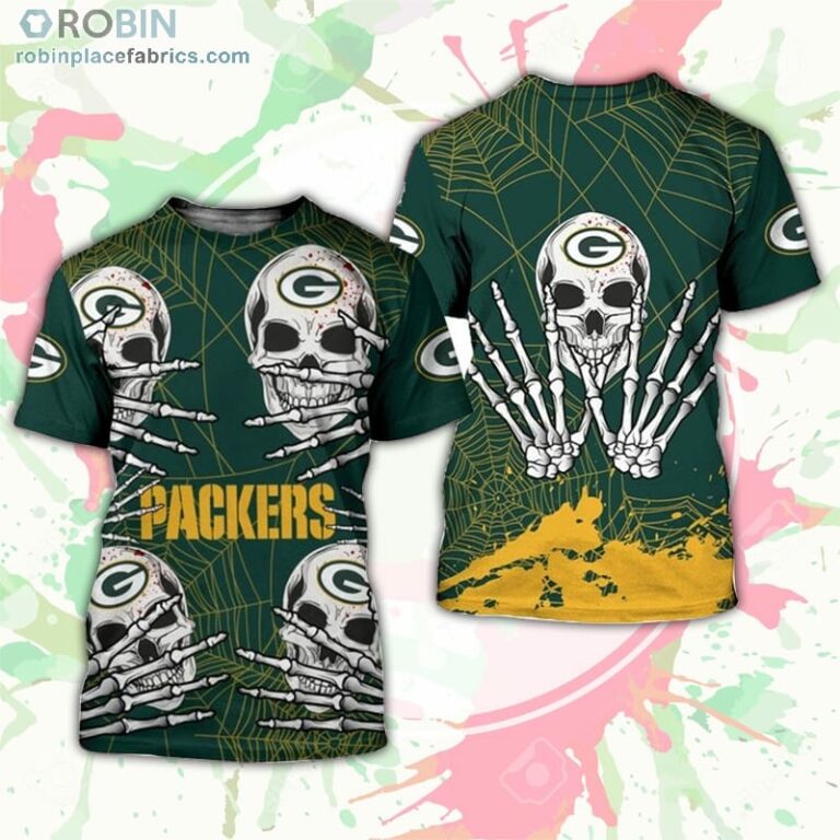 Green Bay Packers T-Shirt Skull For Halloween Graphic – AOP Tshirt