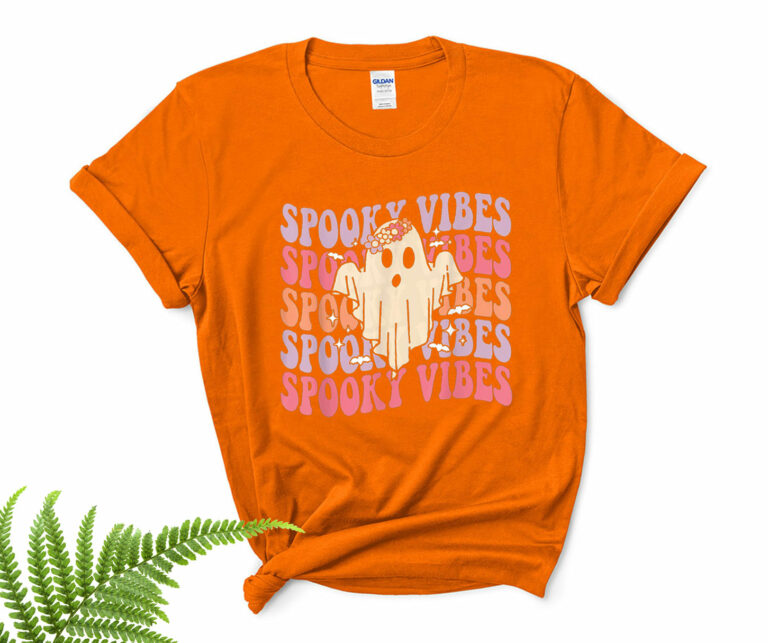Groovy Halloween Spooky Vibes Retro Floral Spooky Ghost Costume Shirt