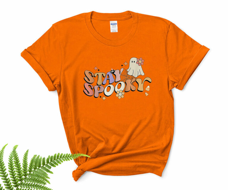 Groovy Stay Spooky Vibes Retro Floral Ghost Hippie Halloween Spooky Ghost Shirt