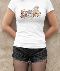 groovy stay spooky vibes retro floral ghost hippie halloween spooky ghost shirt 2 gq39qc