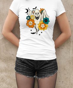 Groovy Vintage Floral Ghost Cute Halloween Season Spooky Ghost Shirt