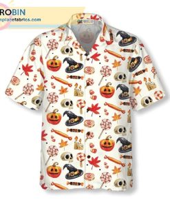 Halloween Art Print Casual Short Sleeve Hawaiian Shirts Halloween Art Print Casual Short Sleeve Hawaiian Shirts