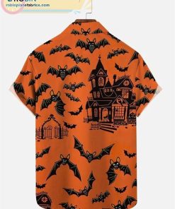 Halloween Bat Pumpkin Print Casual Short Sleeve Hawaiian Shirts Halloween Bat Pumpkin Print Casual Short Sleeve Hawaiian Shirts