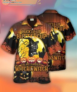 halloween black cat buckle up buttercup casual short sleeve hawaiian shirts 179 mxGLz