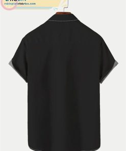 Halloween Black Cat Contrast Patchwork Bowling Casual Short Sleeve Hawaiian Shirts