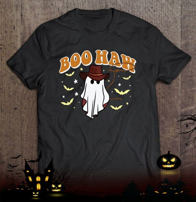 Halloween Boo Haw Ghosts Cowboy Cowgirl Western Trick Treat Shirt
