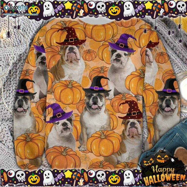 Halloween Bulldog Pumpkin Ugly Sweater