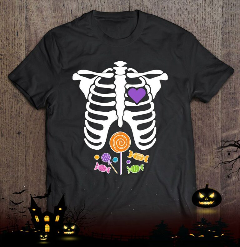 Halloween Candy Xray Skeleton Costume For Men Women Kid Boys Shirt