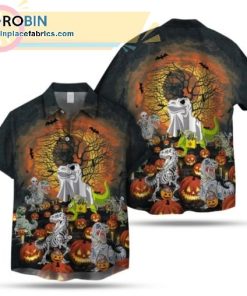 halloween dinosaur casual short sleeve hawaiian shirts halloween hawaii shirt 74 aY1F4