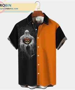 Halloween Ghost Pumpkin Print Short Sleeve Casual Short Sleeve Hawaiian Shirts