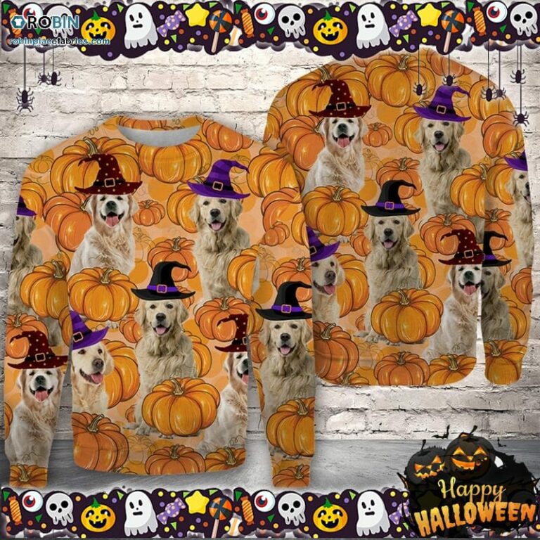 Halloween Golden Retriever Pumpkin Ugly Sweater