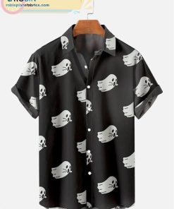 Halloween Little Ghost Print Short Sleeve Shirt