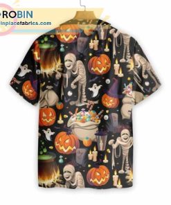 halloween mummy and bags of sweets casual short sleeve hawaiian shirts 236 KL6v2