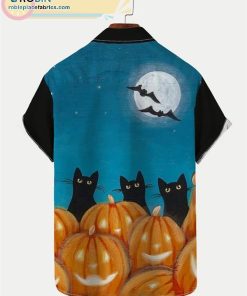 halloween pumpkin black cat print short sleeve casual short sleeve hawaiian shirts 233 c5LhH