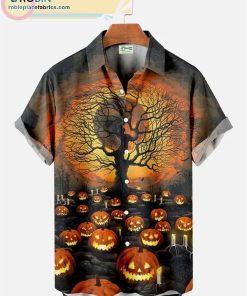 halloween pumpkin print casual short sleeve casual short sleeve hawaiian shirts 145 Tswfk