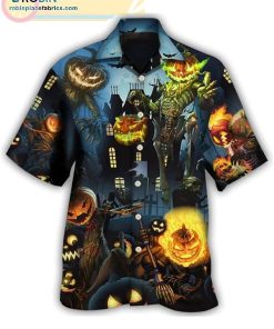 Halloween Pumpkin Scary Sky Night Print Short Sleeve Casual Short Sleeve Hawaiian Shirts