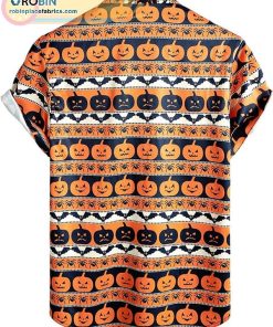 Halloween Pumpkins Button Down Short Sleeve Shirts Casual Skull Shirts