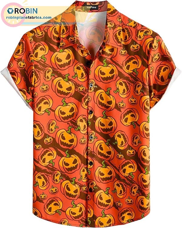 Halloween Pumpkins Casual Short Sleeve Hawaiian Shirts - RobinPlaceFabrics