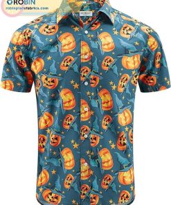 Halloween Pumpkins Printed Casual Short Sleeve Hawaiian Shirts Halloween Pumpkins Printed Casual Short Sleeve Hawaiian Shirts